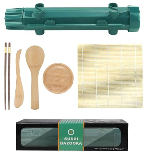 RAFIYU Sushi Maker, 6 Stück Sushi Bazooka Set, DIY Sushi Set zum Selber machen, Sushi Roller Kit für Anfänger, Sushimaker und Bambusmatte für Party, Zuhause, Picknick