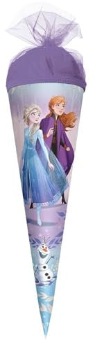 ROTH Schultüte klein Disney Frozen 50 cm - rund, Tüllverschluss - Zuckertüte Disney Frozen Schulanfang