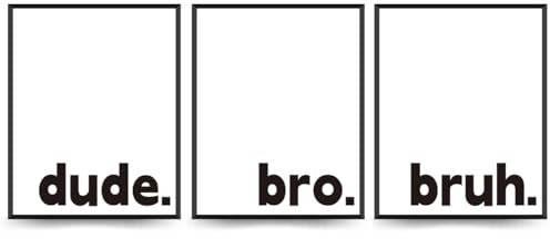 PLKMN Jungenzimmer-Dekor-Set, minimalistische Raumdekoration, Rad-Little-Dude-Raumdekoration, minimalistische Typografie-Poster für Jungen, Schlafzimmer, Schlafsaal, Männerhöhle, Dude Bro Bruh,