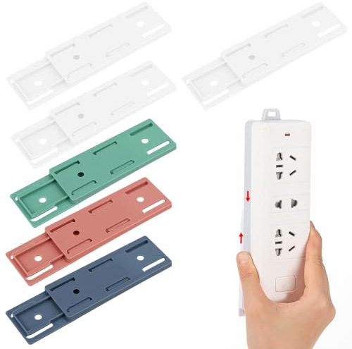 Giantree 6 Pack Self Adhesive Power Strip Holder, Power Strip Holder Desktop Mobile Punch Free Socket Holder, Desktop Socket Fixer for Kitchen Home Office and Cable Management