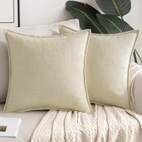 MIULEE Kissenbezug Kissen Dekorative Kissenbezüge Leinen-Optik Kissenhülle Moderne Sofakissen Dekokissen für Sofa Couch Wohnzimmer Schlafzimmer Büro 2er Set 40x40cm Cremeweiß