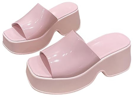 Pantofole Da Donna Zeppa Flip Flop Estivo Elegante Mare Slippers Da Casa Ciabatte Casual Antiscivolo Sneakers Infradito Sandali Leggera Comoda Plateau Piscina Slip on Punta Aperta Spiaggia