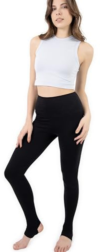 Evoni Damen Leggings High Waist aus Baumwolle I blickdichte Sporthose I Yoga Hose I Fitness Hose lang oder kurz