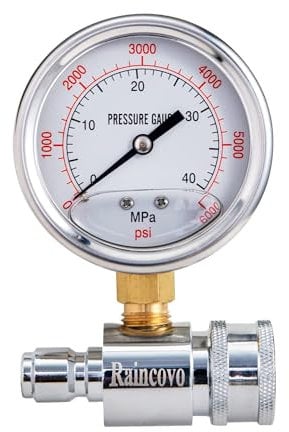 Pressure Washer Gauge, 6000 PSI, 3/8 Inch Quick Connect, Pressure Gauge for Power Washer