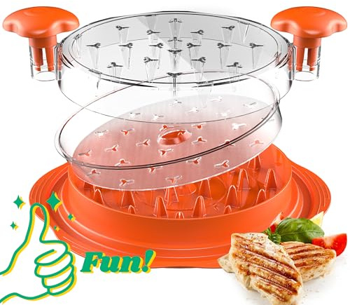 Chicken Shredder with Removable Plate - Manual Meat Shredder Tool with Transparent Lid & Cleaning Brush, Dishwasher Safe Kitchen Gadget for Shredding Chicken, Pork, Beef, Pulled Pork(Orange)