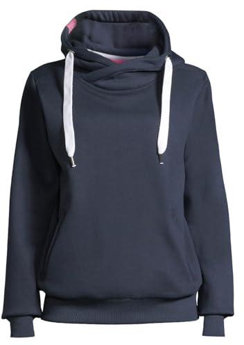 Salzhaut Damen Hoodie Pullover Sünn unifarben - Kapuzenpullover Pulli Sweater mit Kapuze in Navy Größe S