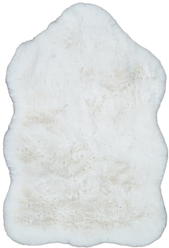Consilio Concept Sheepskin Fellteppich 60x90 cm Ivory Teppich Supersoft 52 mm Höhe Soft weich Schaffell Imitat weiß Creme Wohnzimmerteppich Kinderzimmerteppich Küchenteppich Flurteppich
