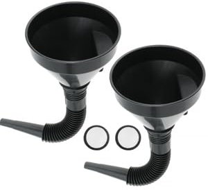 Ciweisah Lot de 2 grands entonnoirs à huile en plastique à large goulot avec buse d'extension flexible pour carburant de voiture avec poignée en maille filet pour voiture, moteur, camping-car