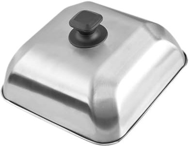 JISADER Tapa Rectangular para la Parrilla, de Acero Inoxidable, 28 x 28 cm, para cocinar al, para cocinar Hamburguesas y Barbacoa