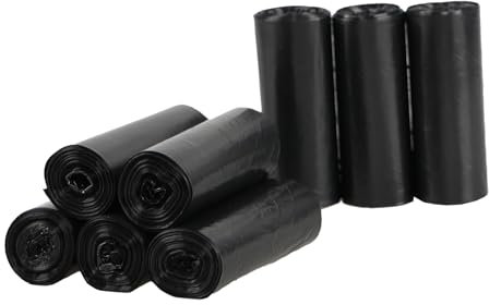 Nesmilers 8 Rolls Bin Liner, Black Bin Bags, 200 Bags (10 Liter)
