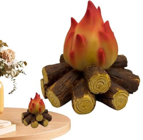 Bûches de feu sans flamme – Bois de chauffage artificiel à DEL | Alimenté par piles – Lampe moderne au charbon de bois décoratif pour la maison, la cheminée, la table