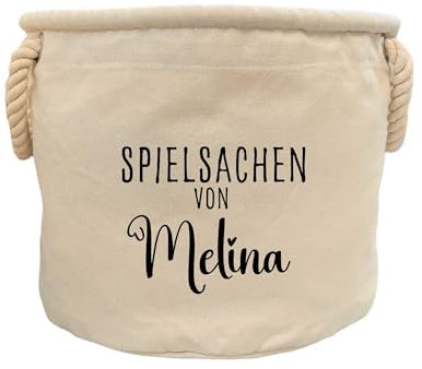 minimutz Aufbewahrungskorb Kinderzimmer - Personalisiert mit Name- Spielzeugkorb Mädchen Jungen - Spielzeugbox Herzen 30x30cm Baumwolle (Spielsachen)