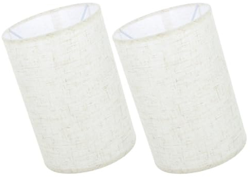 OSALADI 2 Stück Kleiner Trommel-Lampenschirm E27-Fassung Lampenschirm Beige Leinen- Ersatz Für Tisch- Und Stehlampen 20 X 14 X 14 Cm
