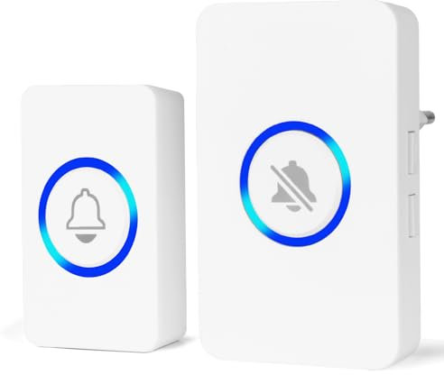 AMFUN Wireless Doorbell,Plug in Battery Door Bells Operating at 492FT Range,Cordless Doorbell with 4 Volume,58 Melodies and LED Flash,Plug in Door Entry Bell for Home, School,Office-White