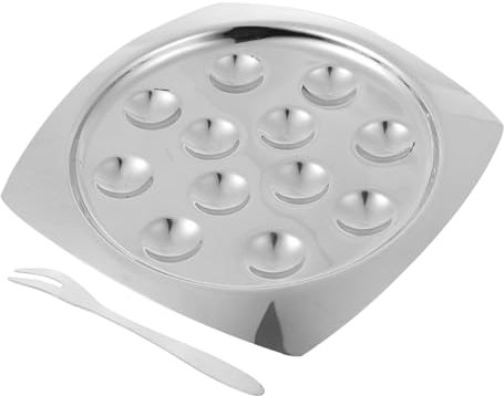 CONGARTENO 1 Juego Plato De Caracol Tenedores De Mariscos Tenedores De Caracol Cacerola Plato Para Hornear Caracoles Plato De Concha De Ostra Bandeja Para Asar Plato De Limon Acero Inoxidable