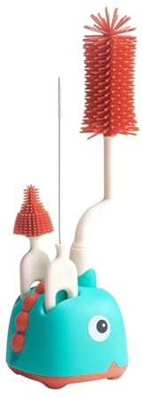 Jgzzmxuq Silicone Bottle Brush Cleaning Brush Special Draining Rack for Newborn Baby Long Handle Rinse Nipple Cleaning Set A