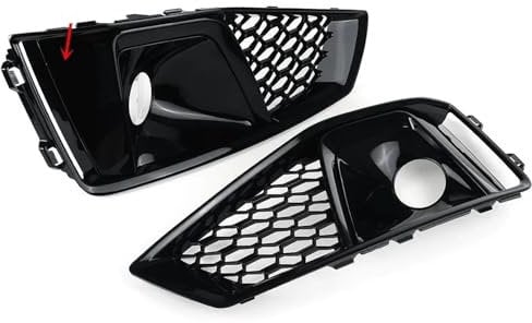 ZSGHJA Vorderen Grill Paar Auto Front Stoßstange Nebel Lampe Abdeckung Grille Waben Für A4 B9 S4 2019 2020 8WD807681J 8WD807682J Front Nieren Kühlergrill(Glänzend schwarz)