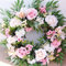 Peony Wreaths, 56cm Large Full Handmade Spring Summer Wreaths with Artificial Champagne Pink Rose Blue Berry Green Leaves for All Year All Seasons Round Outdoor Farmhouse Front Door Decor