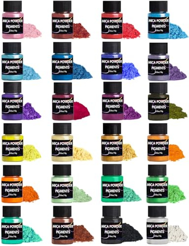 Luckymica poudre de mica, 24 couleurs pour résine, pigments époxy 240 g pour fabrication de savon, loisirs créatifs, ongles, teinture​