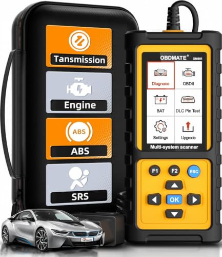 OBDMATE OBD2 Scanner with ABS SRS Transmission, Reset Fault Lights | Check Engine Code Reader with Full OBDII Functions | DLC Pin Test | Battery Voltage Check, Car Diagnostic Tool