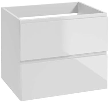 .Deftrans - Waschtischunterschrank hängend Weiß, 60 x 50 x 45,8 cm – Badunterschrank mit Schubladen, Wandschrank ohne Waschtischplatte