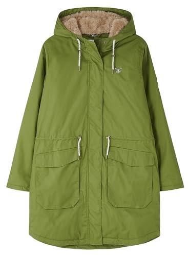 LightHouse Women's Isobel Hooded Waterproof Coat - Ladies Breathable, Windproof, 3/4 Length Jacket with Insulated Padding and Faux Fur Lined Hood - Sea Kelp - 16