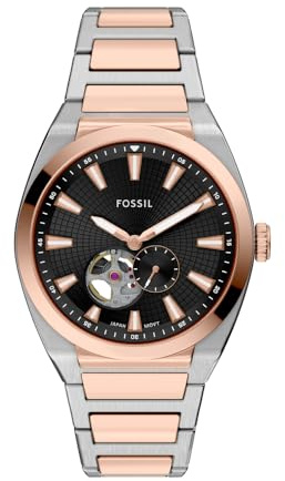 Fossil Everett Watch for Men, Automatic Three Hand Movement with Stainless Steel or Leather Strap