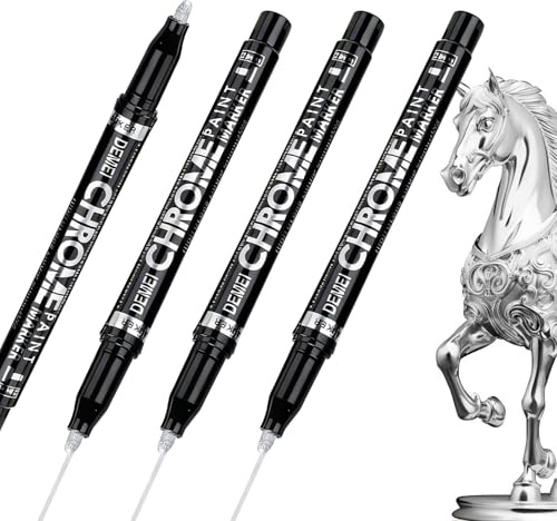 Nurila 4 Stück Flüssigkeit Spiegel Chrom Marker, Highlight Lackstift Silber | Marker für Metall, Glas, Modelle, Basteln, Graffiti, Kunststoff, Keramik