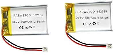 RAEWSTCO Lot de 2 batteries 652535 3,7 V 700 mAh pour appareils de beauté, jouets pour enfants et caméras d'action