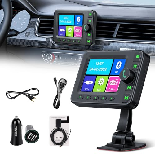 Inefala DAB+ Adattatore Auto 2026 2,8 Pollici Touchscreen LCD Bluetooth | Segnale Piu Stabile, AUX In/Out, Trasmettitore DAB/FM, Tipo-C, Caricatore Auto