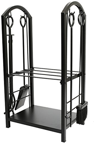 1.Go Porte-bûches en fer avec ensemble d'accessoires pour foyer 45,7 cm de large x 69,8 cm