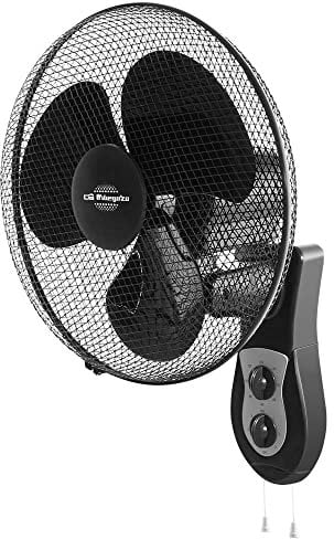 Orbegozo WF 0141, Ventilador de pared, 40 W, 3 velocidades, temporizador de 120 minutos, rejilla de protección, movimiento oscilante, 3 aspas de 40 cm, color negro.