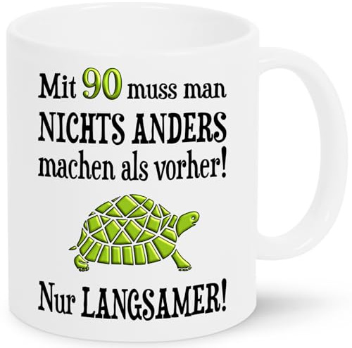 Tasse Geburtstag 90 - Geschenk zum 90. Geburtstag Mann Frau - lustige Sprüche über Alter - Oma Opa Geschenke