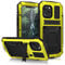 For iPhone 12 Case, Aluminum Metal Gorilla Glass Waterproof Shockproof Military Heavy Duty Sturdy Protector Cover Hard Case for iPhone 12 (Yellow)