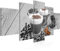 Runa Art Wandbilder Küche Kaffee 5 Teilig Bild auf Vlies Leinwand Deko Esszimmer Küchenbilder Kaffeetasse Grau Braun 014552a