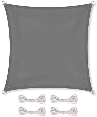 CelinaSun Sonnensegel wasserdicht inkl Befestigungsseile Basic Quadrat 2,6 x 2,6 m anthrazit Sonnenschutz wasserabweisend