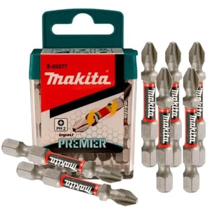 Makita E-03377 Impact Premier Double Torsion Bits PH2 50mm Pack of 10
