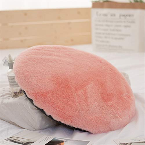 SWECOMZE Plüsch Stuhlkissen Mit Reißverschluss, 40 * 40cm Kunstfell Plüsch sitzauflage Bürostuhlkissen Schülermatte, sitzkissen rund Fell Optik Nachahmung Wolle Sofa Matte (Rosa)