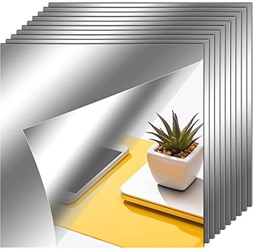 Flexible Spiegelfolien Selbstklebend Glasfrei Spiegelfliesen Spiegel Aufkleber für Wanddekoration zu Hause (10, 7.9 x 7.9 Zoll)