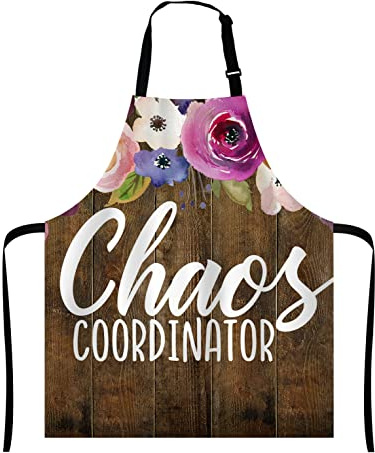 Wasach Chaos Koordinator Latzschürze mit verstellbarem Hals für Männer und Frauen, geeignet für Zuhause, Küche, Kochen, Kellnerin, Grill, Bistro, Backen, BBQ