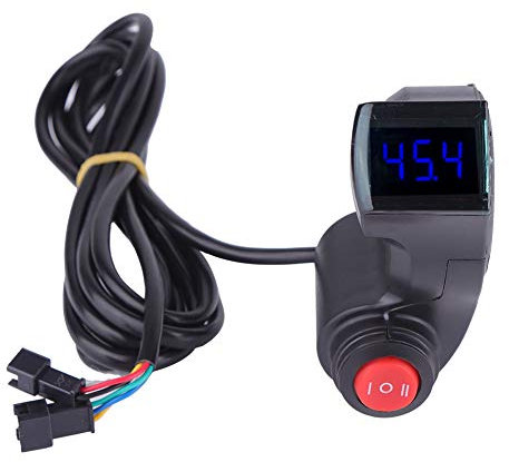 Tiiyee Electric Bicycle Thumb Voltmeter with LCD Digital Battery Voltage Display and 3 Speed Switch Battery Capacity Voltage Indicator for E-bike