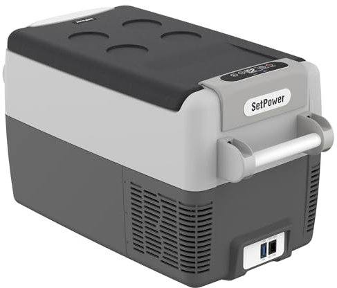 Setpower AJ30 Portable Refrigerator,Portable Freezer,32 Quart Electric Cooler,Car Refrigerator,12/24V DC Cable & 110/240V AC,Car Fridge for Camping,Truck,RV,Travel,Fishing