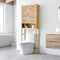 [en.casa] Mueble de Baño sobre el Inodoro con Amplio Espacio de Almacenaje Armario Alto con 2 Puertas y Compartimiento Abierto Bambú 170 x 66 x 23 cm Natural