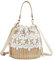 Anopo Stroh Tasche Schulter Tasche Wicker Frauen Tasche Lace String Handtasche Woven Sommer Rattan Strand Tasche Boho Urlaub Eimer Blume
