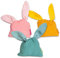 Papierdrachen Osterhasenbeutel aus Musselin - in den Farben senfgelb, rosa und Oliv und Größe - Beutel mit Hasenohren - Geschenk zu Ostern - Mitgebsel oder Geschenkverpackung - Set 12