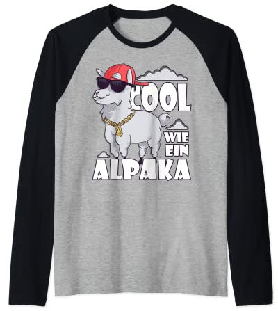 Cooles Alpaka mit Mütze Lama Brille Tier mit Hut Raglan