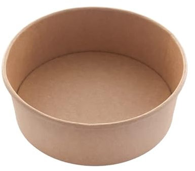 Lot de 300 bols à salade jetables en carton kraft marron rond avec couvercle RPET - Salade jetable en carton avec revêtement intérieur PLA (1300 ml/300 pièces)