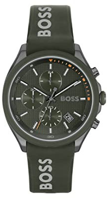 BOSS Chronograph Quarz Uhr für Herren mit Grünes Silikonarmband - 1514060