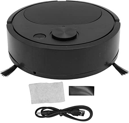 Robot Aspirador, Mini Robot De Barrido Inteligente De Carga USB Multifuncional para Alfombras De Azulejos De Pisos De Madera(Black)