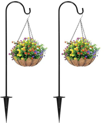 BESPORTBLE 2 Stück Schäferhaken Garten Hirtenhaken Metall Vintage-Look 74cm/29 Zoll Für Blumentöpfe, Solarleuchten, Vogelhäuschen, Laternen